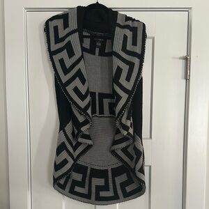 Black and Gray Geometric Knit Vest